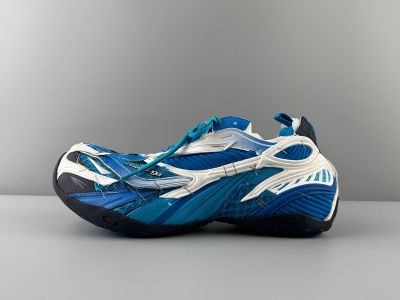 Balenciaga Mesh Fabric & Synthetic Leather Upper Round Toe Retro Blue Men's Shoes